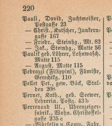 Hier wohnte Jakob Pauli. Quelle: Adressbuch der Stadt Bern 1875